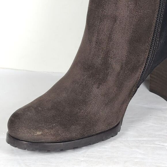 PAUL GREEN Women's Rockin US7,5-8 AU5,5 Brown Duede Leather Heel Ankle Booties - Picture 9 of 16